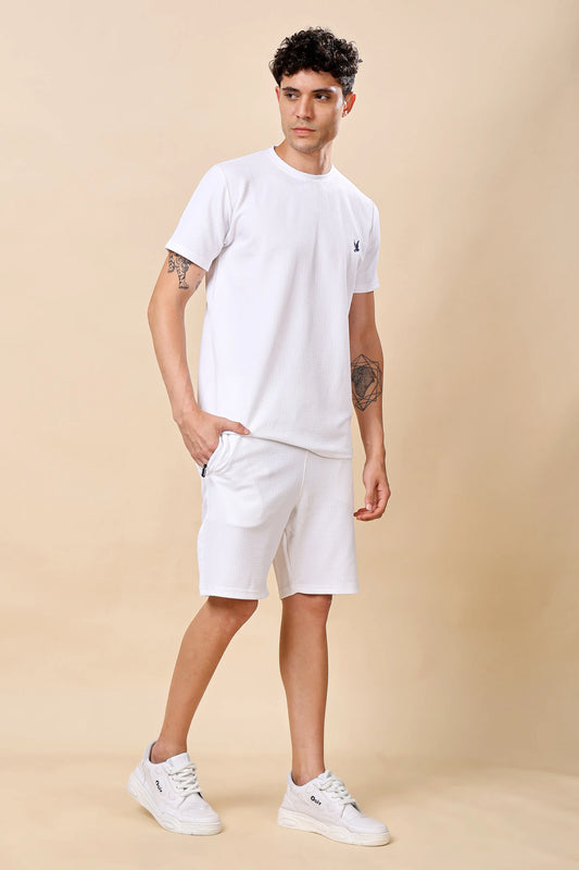 Men’s White Co-ord Set (T-Shirt & Shorts)