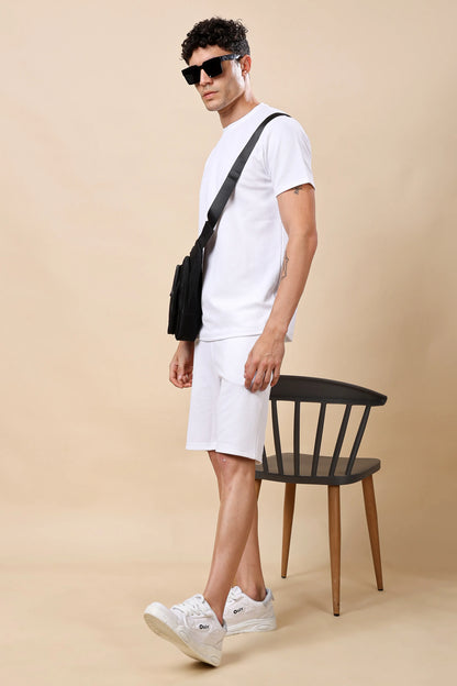 Men’s White Co-ord Set (T-Shirt & Shorts)