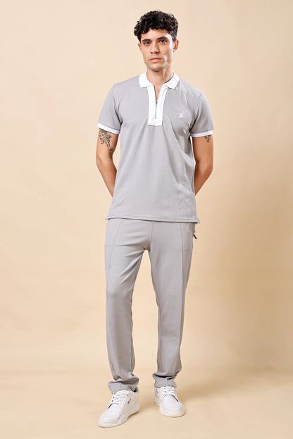 Men’s Grey Polo T-shirt & Trouser Co-ord Set