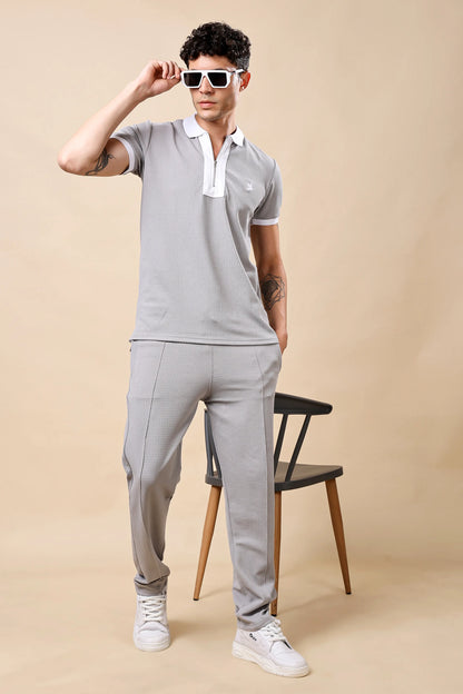 Men’s Grey Polo T-shirt & Trouser Co-ord Set