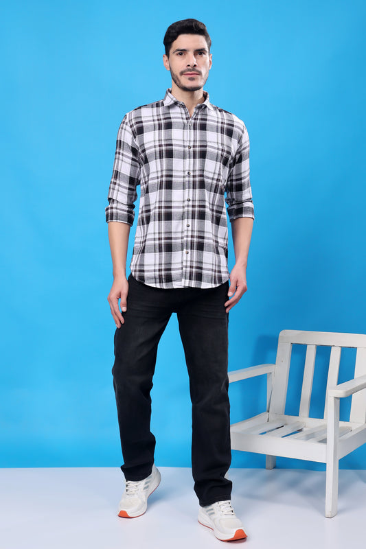 White & Black Checked Casual Shirt – Classic Meets Modern