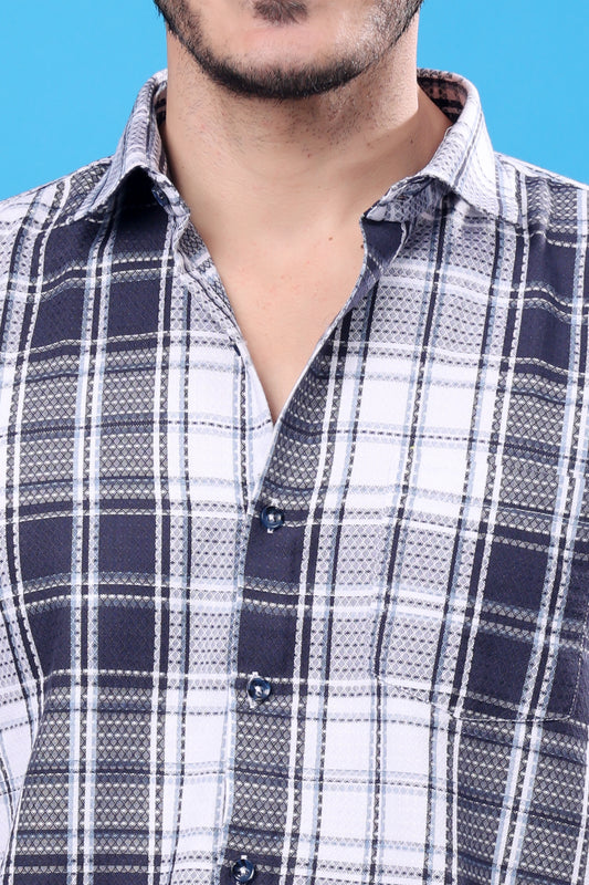 Navy & White Checkered Shirt – Timeless Patterns, Contemporary Cool