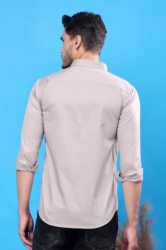 Light Grey Slim-Fit Shirt – Smart & Versatile Essential