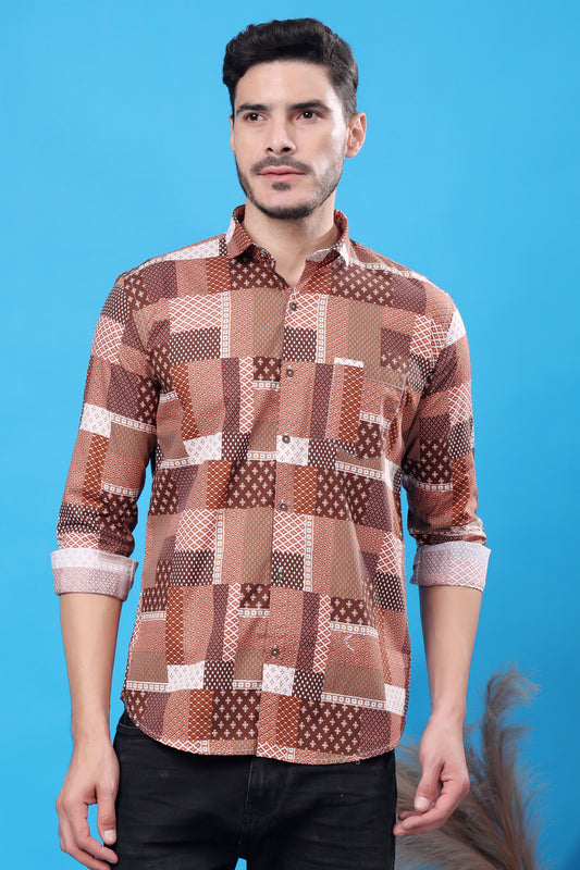 Men's Designer Patchwork Shirt – Bold Patterns, Timeless Style