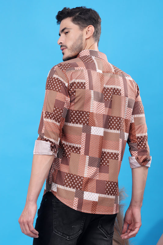 Men's Designer Patchwork Shirt – Bold Patterns, Timeless Style