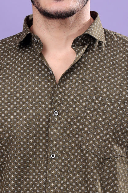Olive Green Polka Dot Shirt – Classic Prints, Modern Appeal
