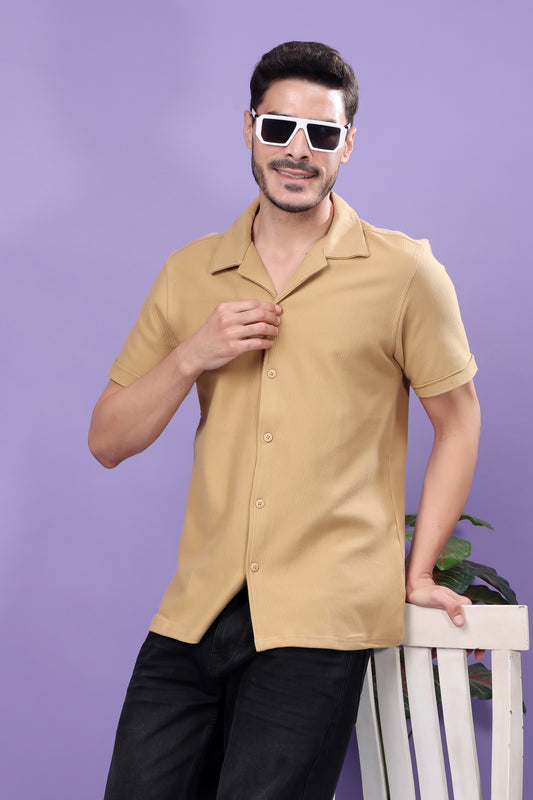 Beige Short-Sleeve Casual Shirt – Relaxed Everyday Style