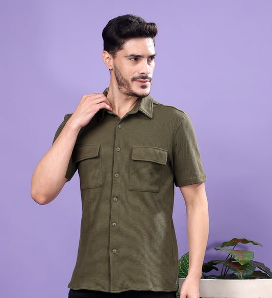 Olive Green Utility Shirt – Functional Style, Urban Edge