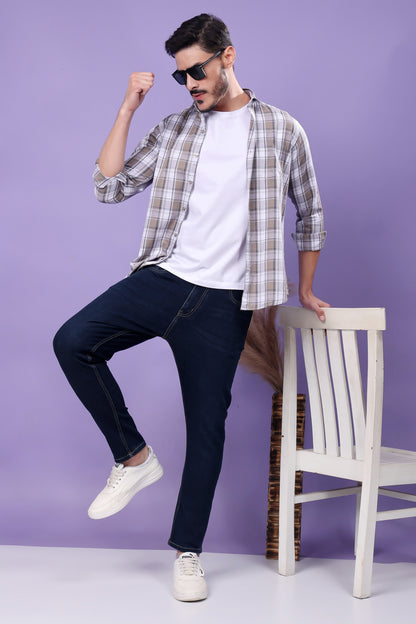 Deep Navy Blue Raw Denim Straight Leg Jeans