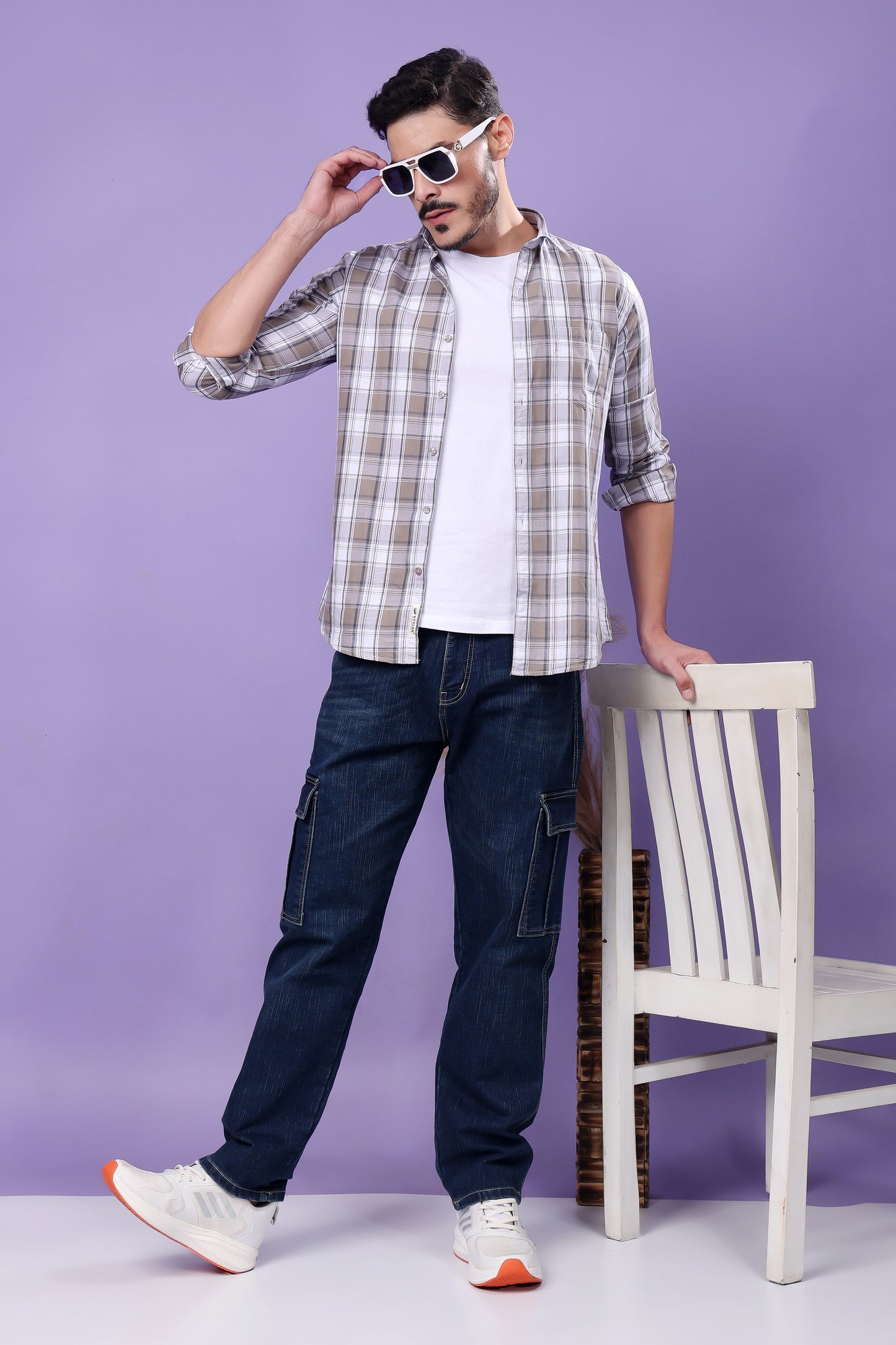 Indigo Blue Denim Cargo Jeans with Side Pockets
