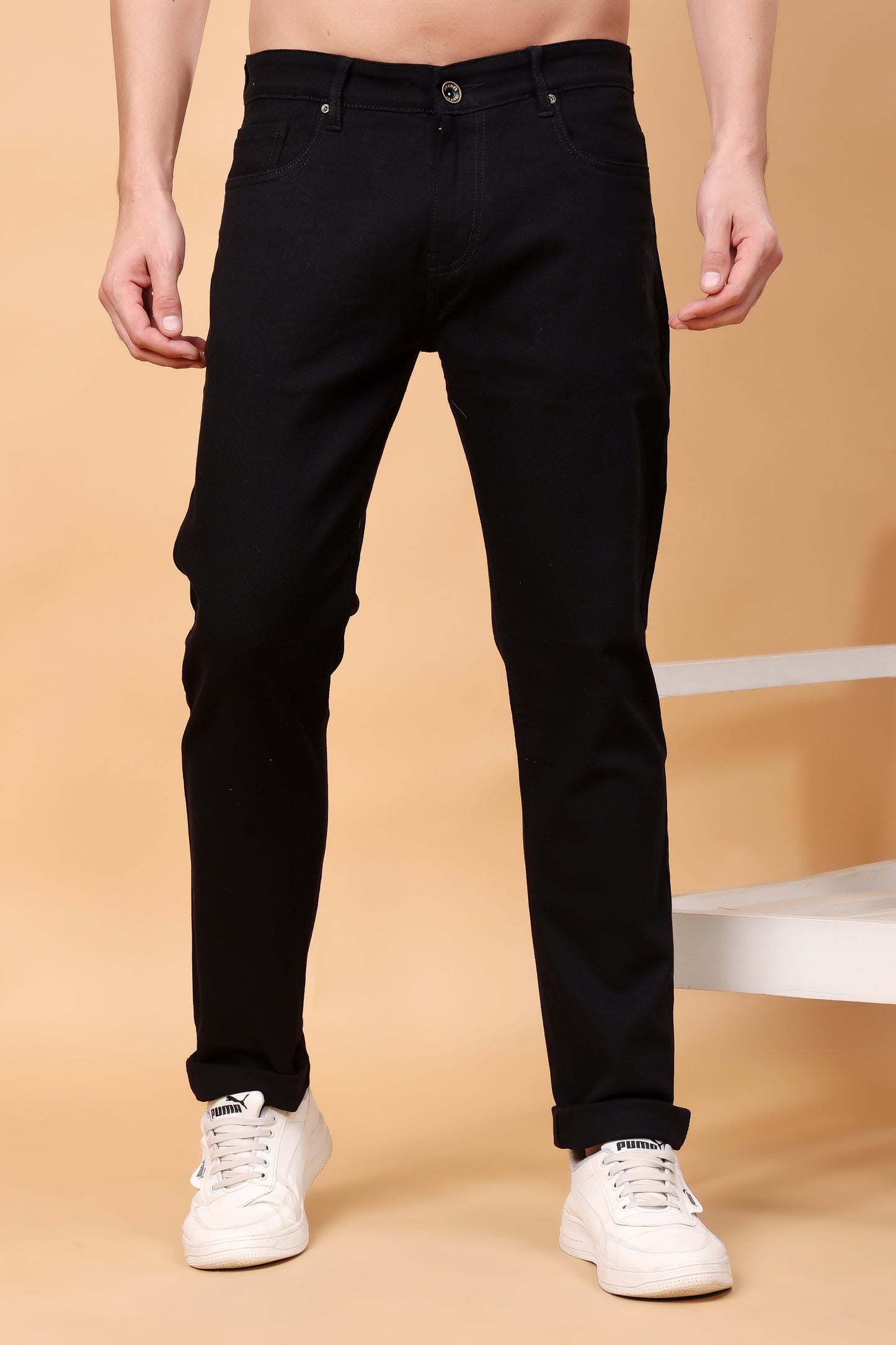 Essential Black Straight-Fit Denim Jeans