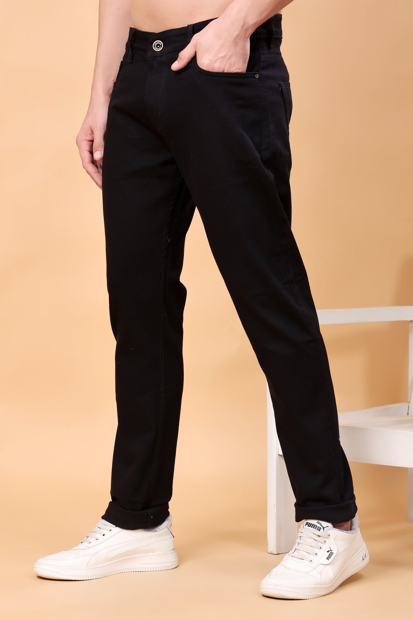Essential Black Straight-Fit Denim Jeans