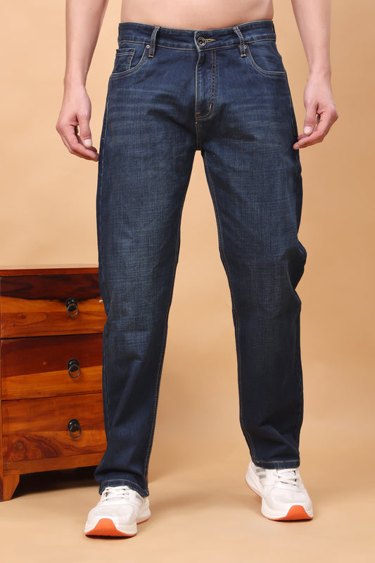 Classic Navy Blue Medium Wash Regular Fit Jeans