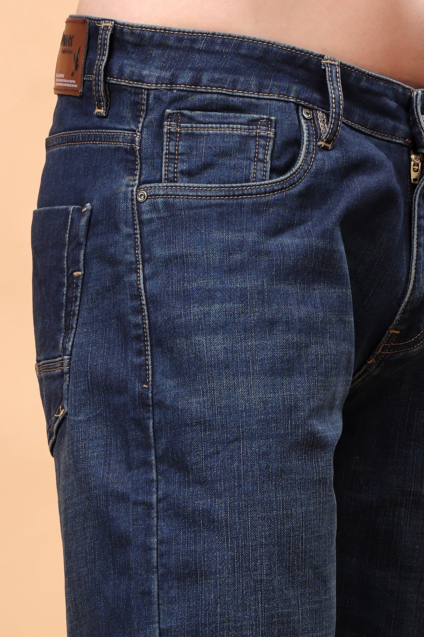 Classic Navy Blue Medium Wash Regular Fit Jeans