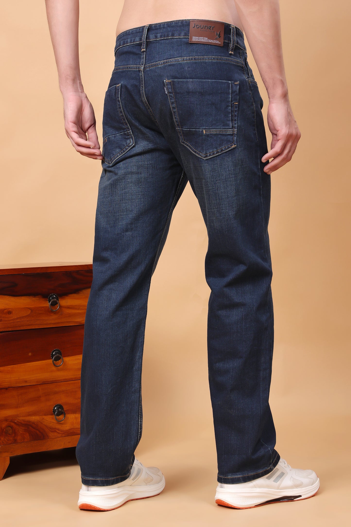 Classic Navy Blue Medium Wash Regular Fit Jeans