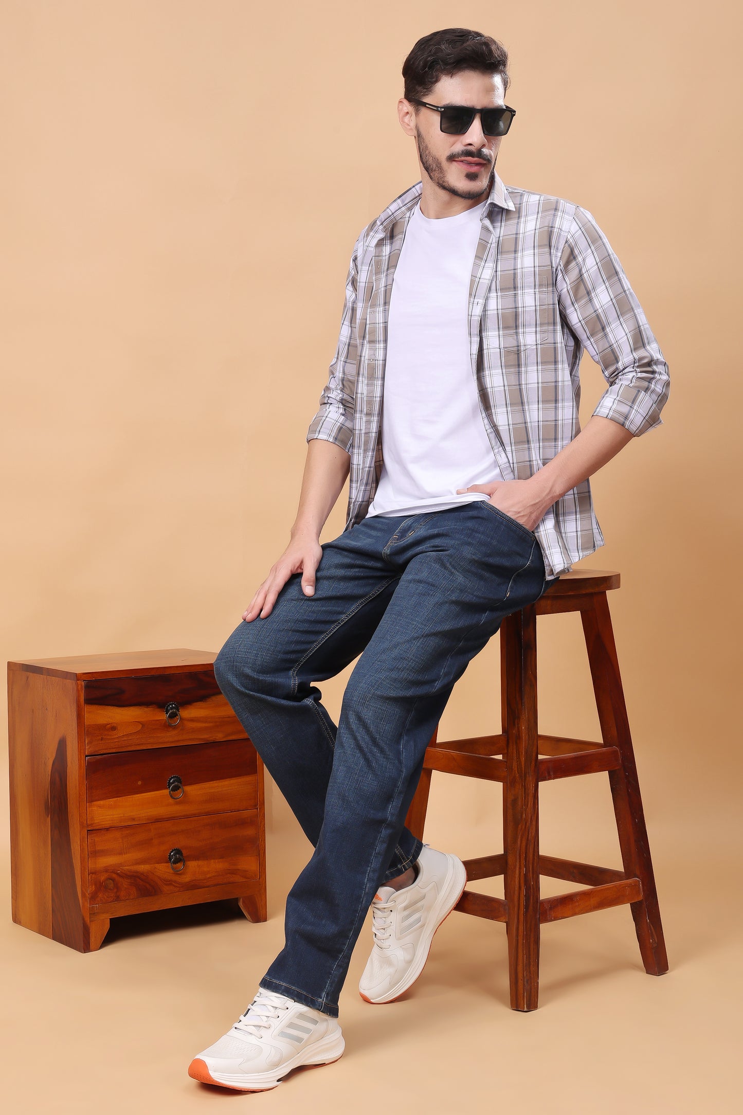 Classic Navy Blue Medium Wash Regular Fit Jeans