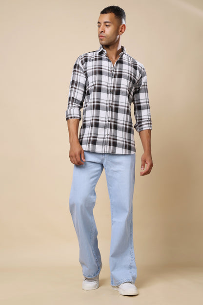 White & Black Checked Casual Shirt – Classic Meets Modern
