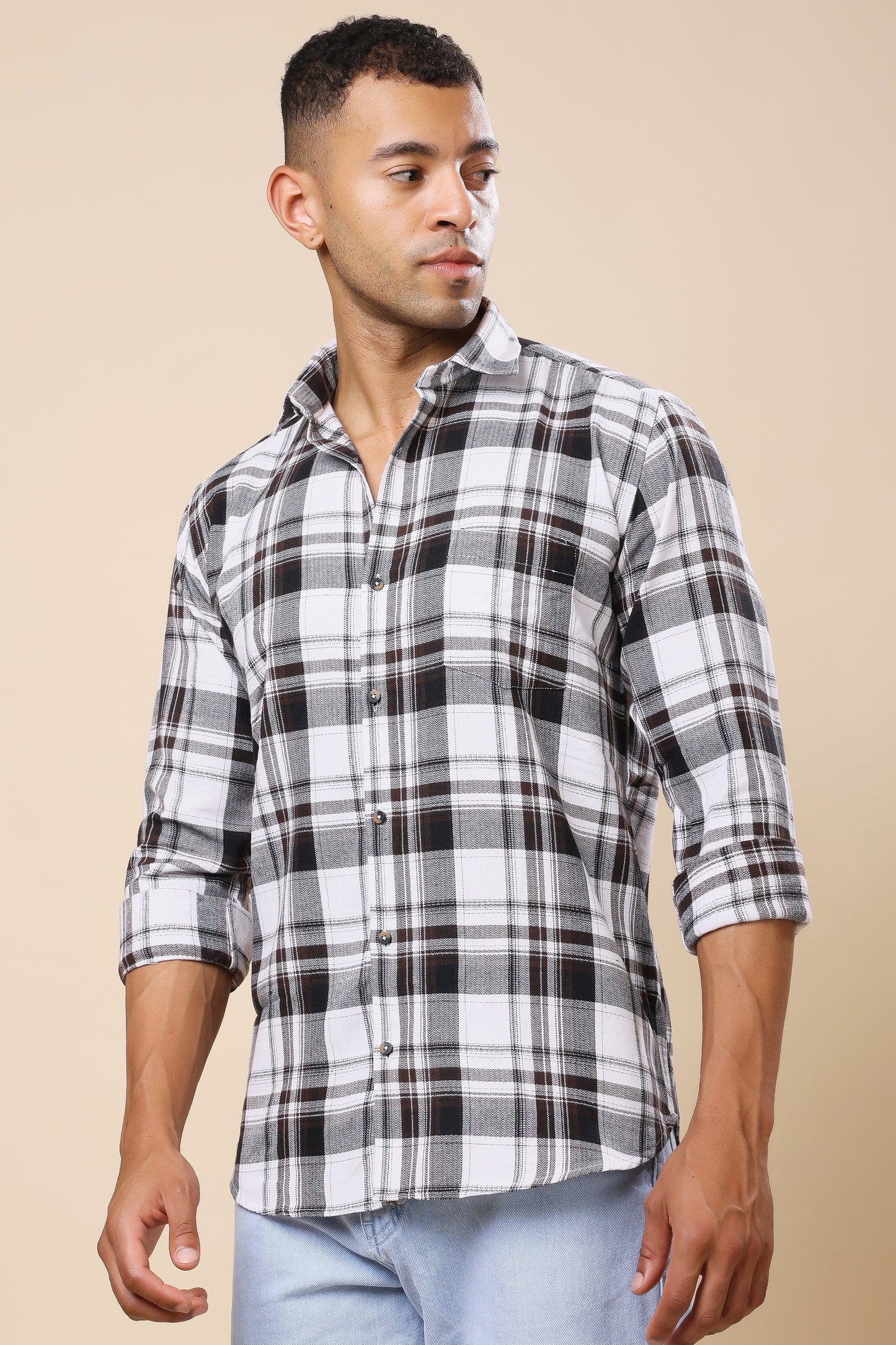 White & Black Checked Casual Shirt – Classic Meets Modern