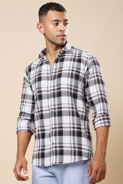 White & Black Checked Casual Shirt – Classic Meets Modern