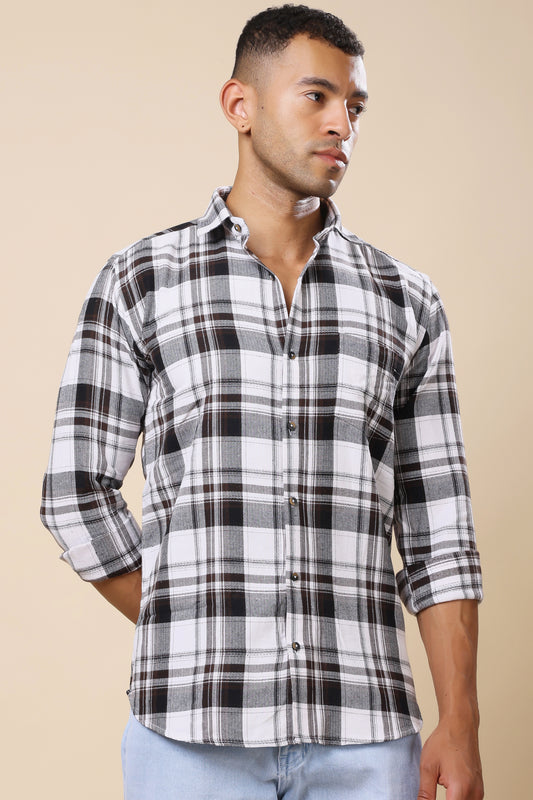 White & Black Checked Casual Shirt – Classic Meets Modern