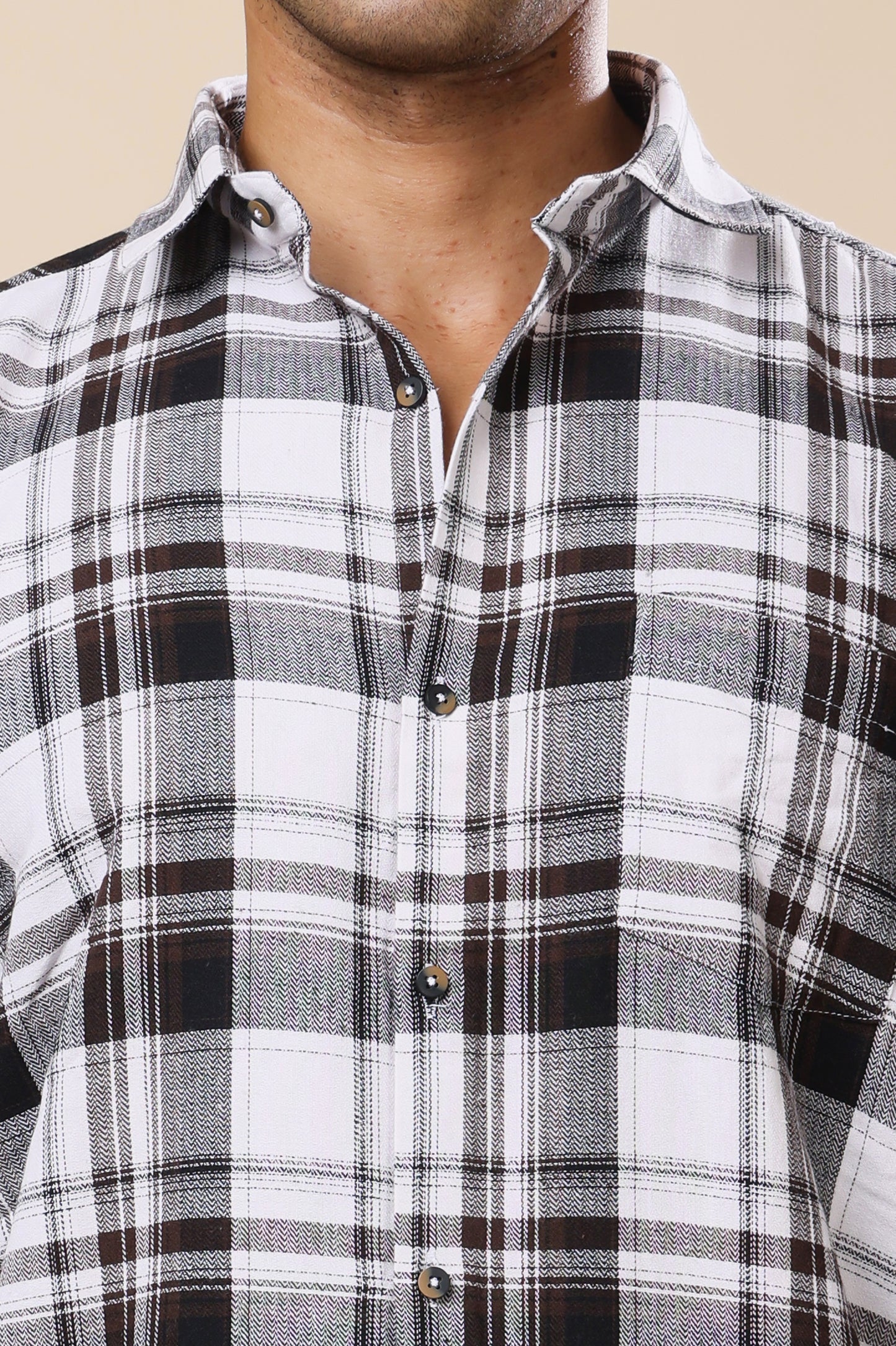 White & Black Checked Casual Shirt – Classic Meets Modern