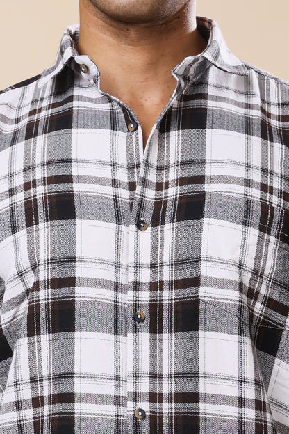 White & Black Checked Casual Shirt – Classic Meets Modern
