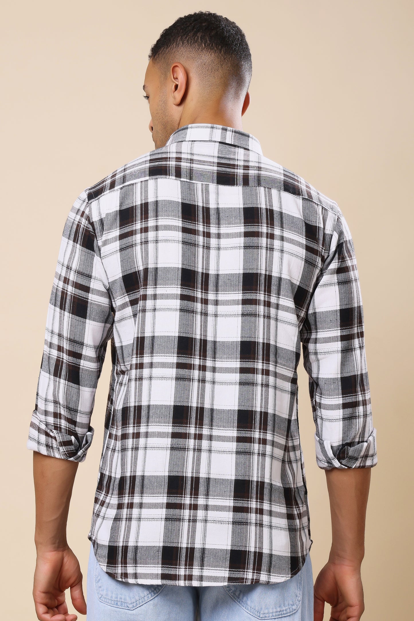 White & Black Checked Casual Shirt – Classic Meets Modern
