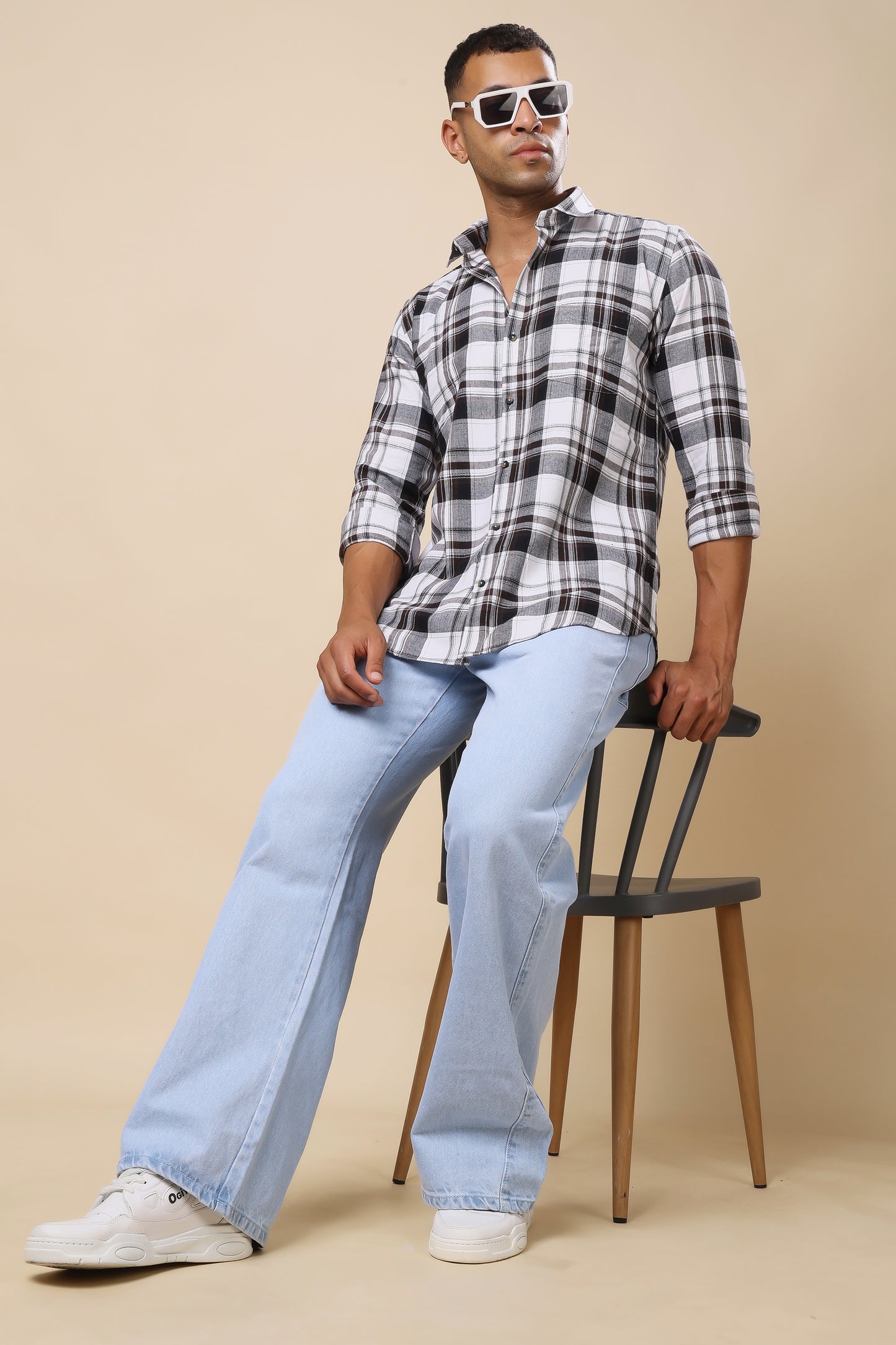 White & Black Checked Casual Shirt – Classic Meets Modern