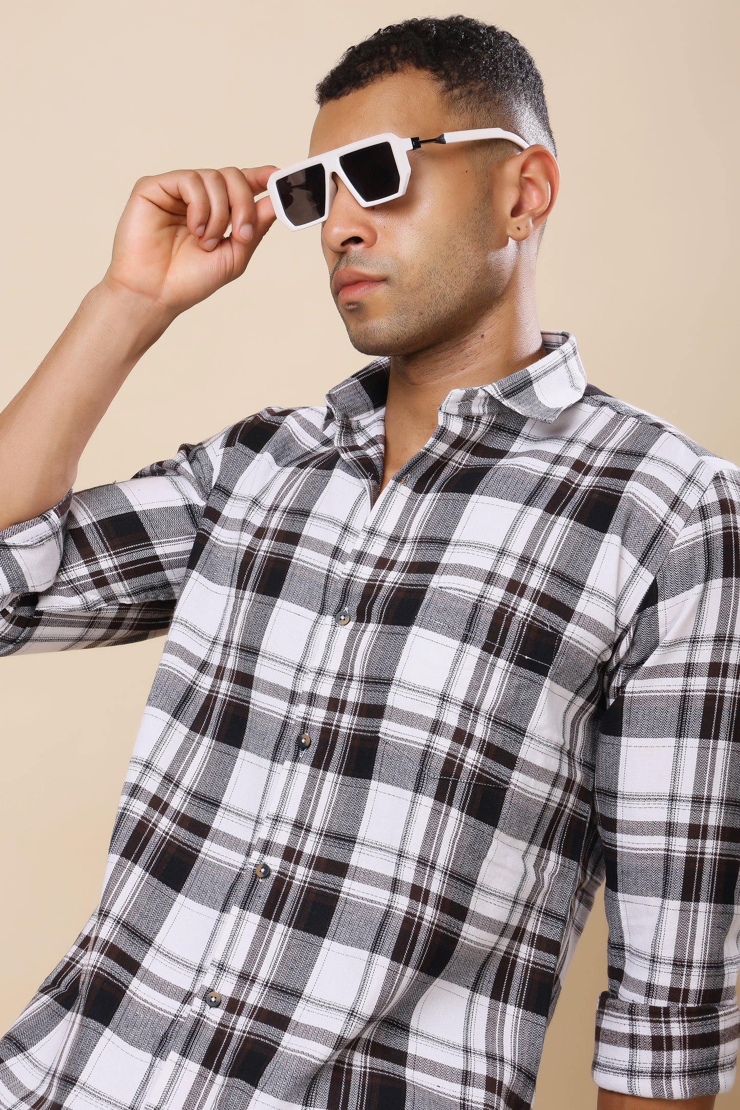 White & Black Checked Casual Shirt – Classic Meets Modern