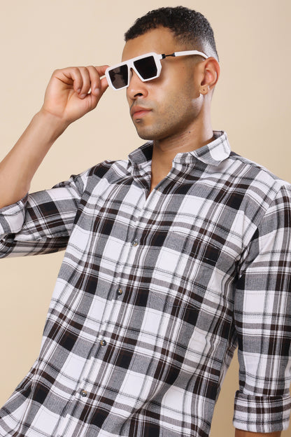 White & Black Checked Casual Shirt – Classic Meets Modern