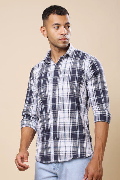 Navy & White Checkered Shirt – Timeless Patterns, Contemporary Cool