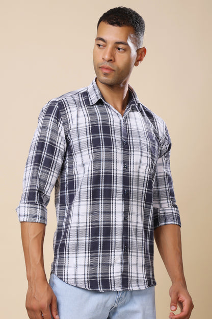 Navy & White Checkered Shirt – Timeless Patterns, Contemporary Cool