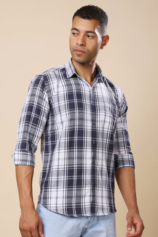 Navy & White Checkered Shirt – Timeless Patterns, Contemporary Cool