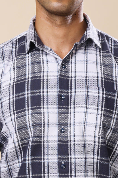 Navy & White Checkered Shirt – Timeless Patterns, Contemporary Cool