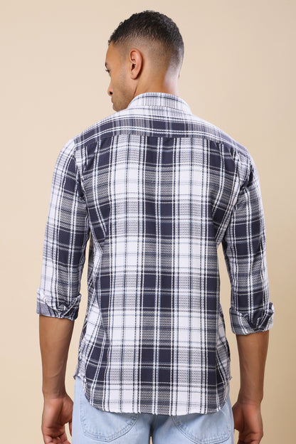 Navy & White Checkered Shirt – Timeless Patterns, Contemporary Cool