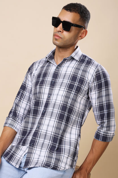 Navy & White Checkered Shirt – Timeless Patterns, Contemporary Cool