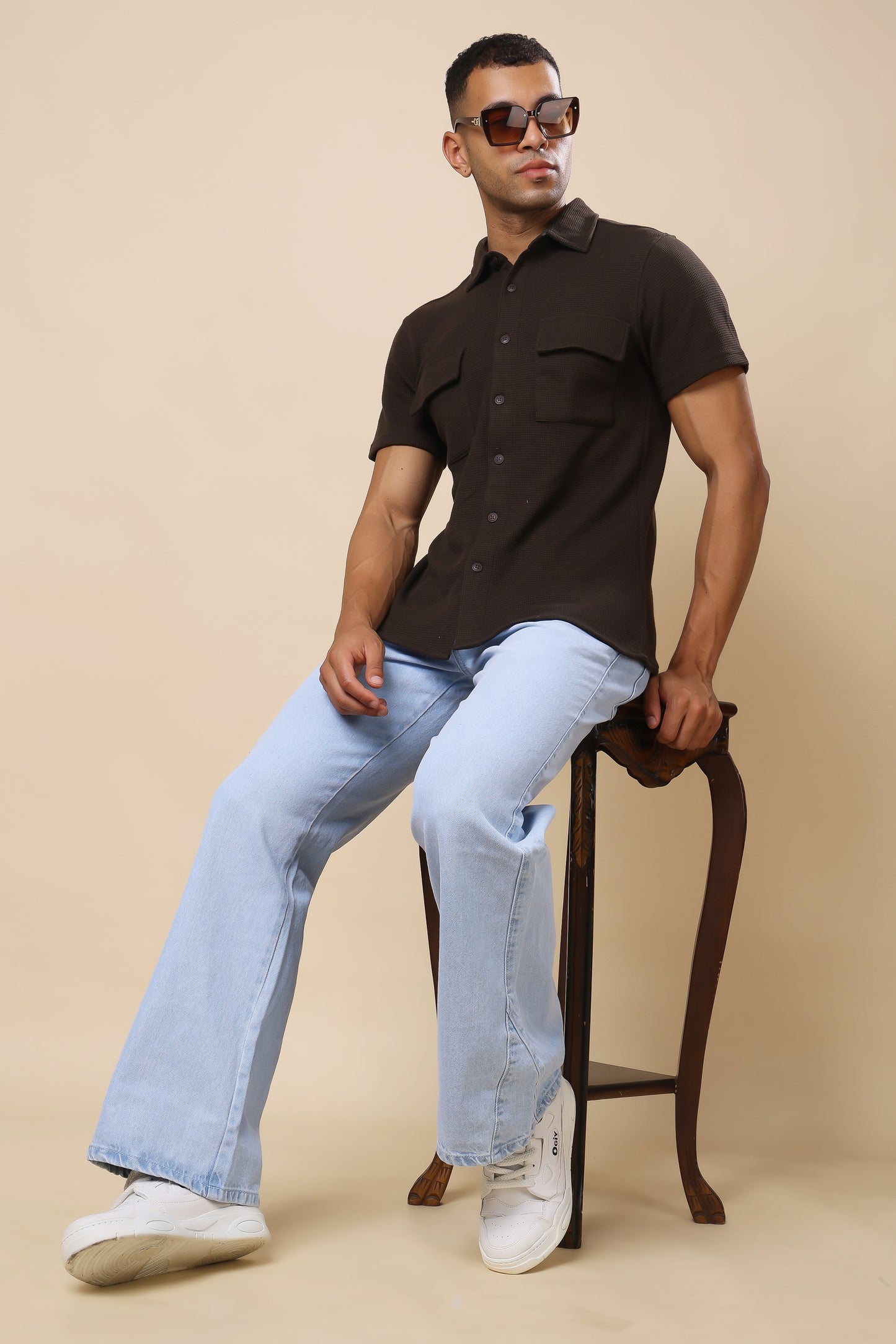 Brown Textured Utility Shirt – Earthy Tones, Tactical Style