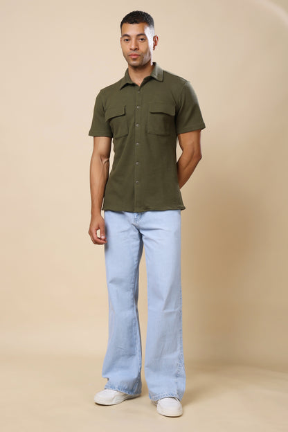 Olive Green Utility Shirt – Functional Style, Urban Edge