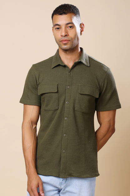 Olive Green Utility Shirt – Functional Style, Urban Edge