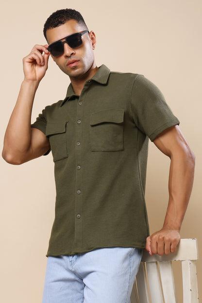 Olive Green Utility Shirt – Functional Style, Urban Edge