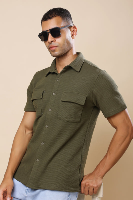 Olive Green Utility Shirt – Functional Style, Urban Edge