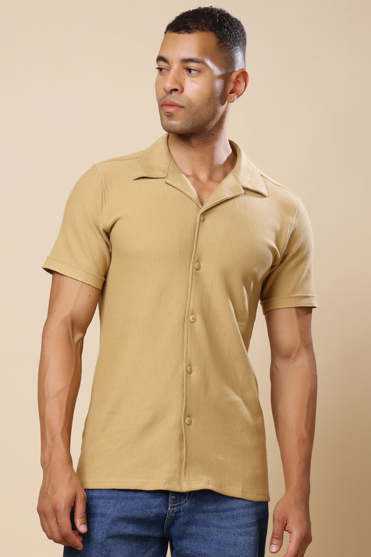 Beige Short-Sleeve Casual Shirt – Relaxed Everyday Style