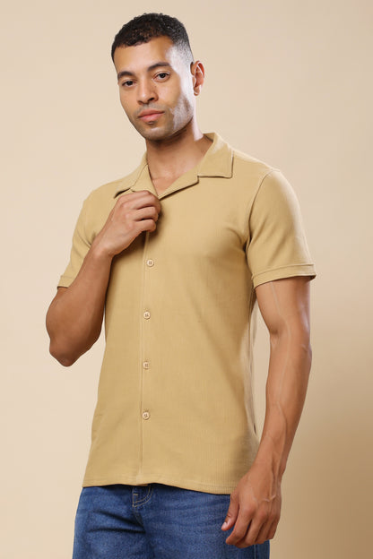 Beige Short-Sleeve Casual Shirt – Relaxed Everyday Style