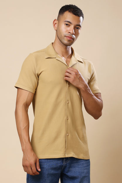 Beige Short-Sleeve Casual Shirt – Relaxed Everyday Style