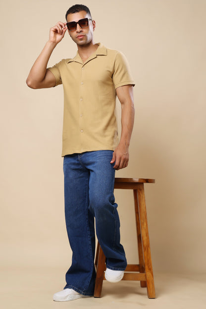 Beige Short-Sleeve Casual Shirt – Relaxed Everyday Style